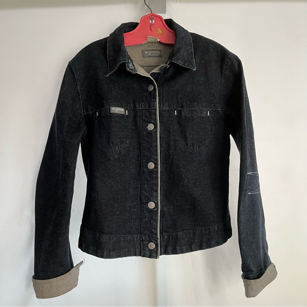 Silver Tab - Levis Raw denim dark wash Y2K jacket - size medium